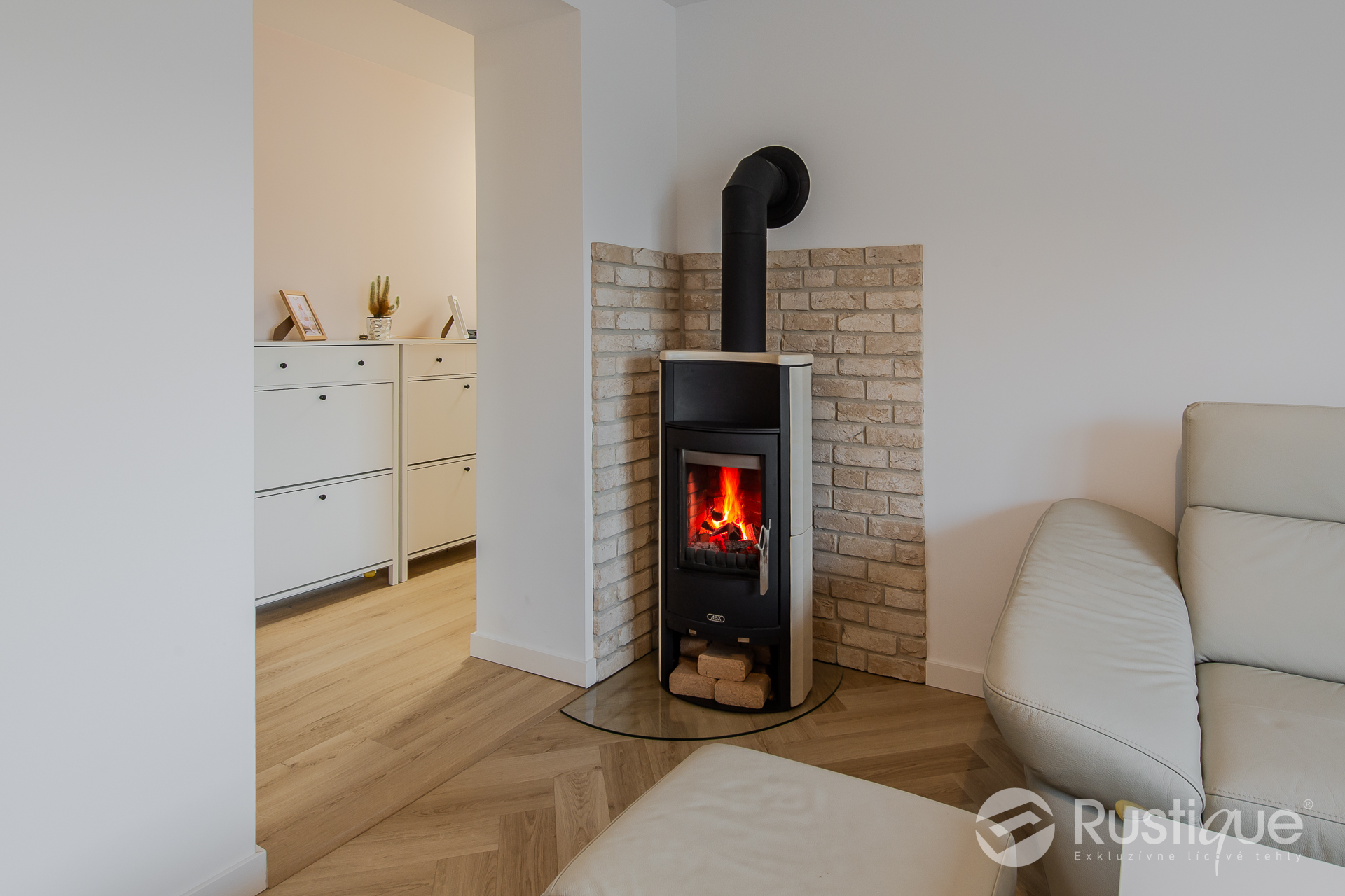 Tehlový obklad Antica beige a Washington v interiéri od Rustique.sk