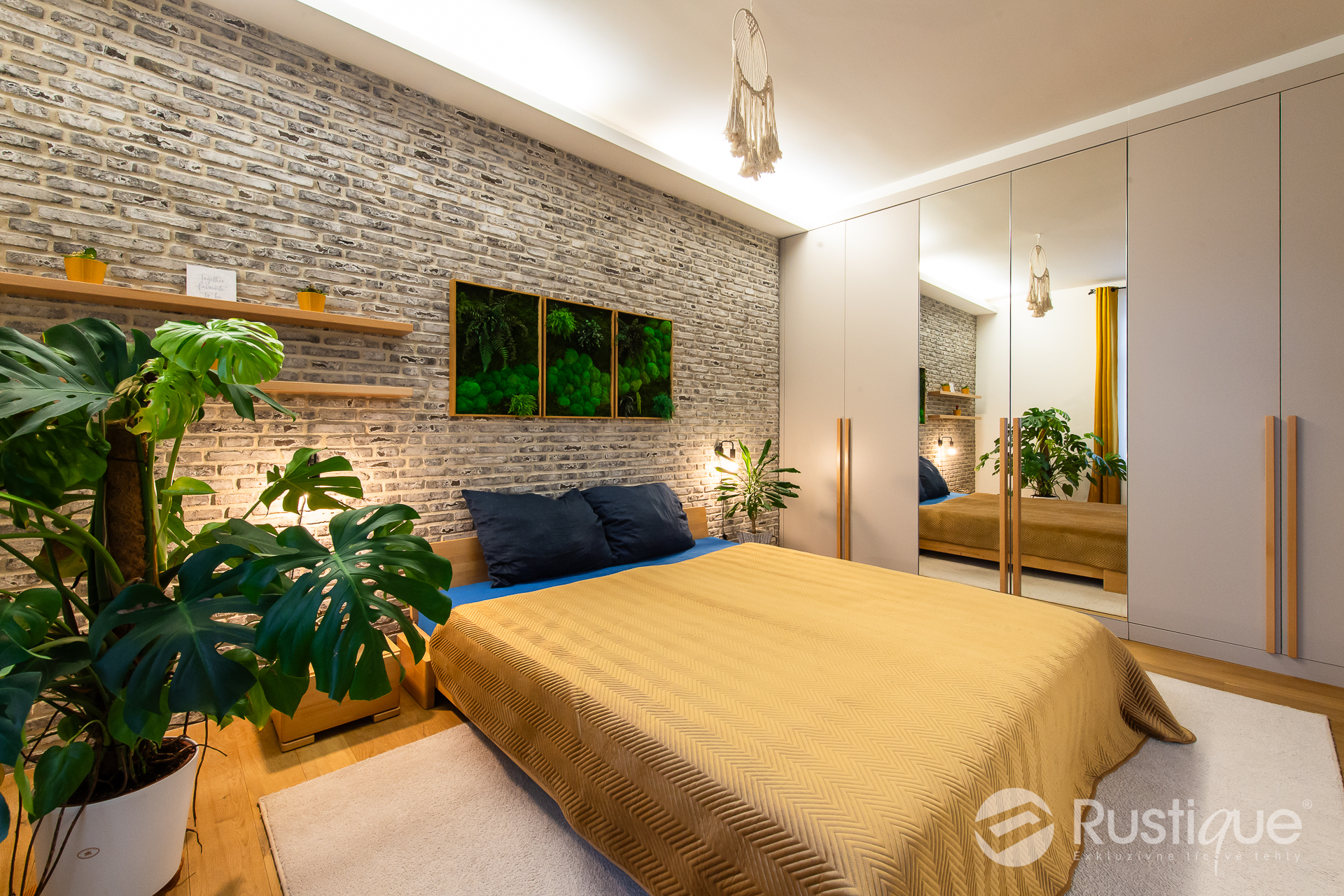 Tehlový obklad Rainbow Snowdust 2 v spálni od Rustique.sk