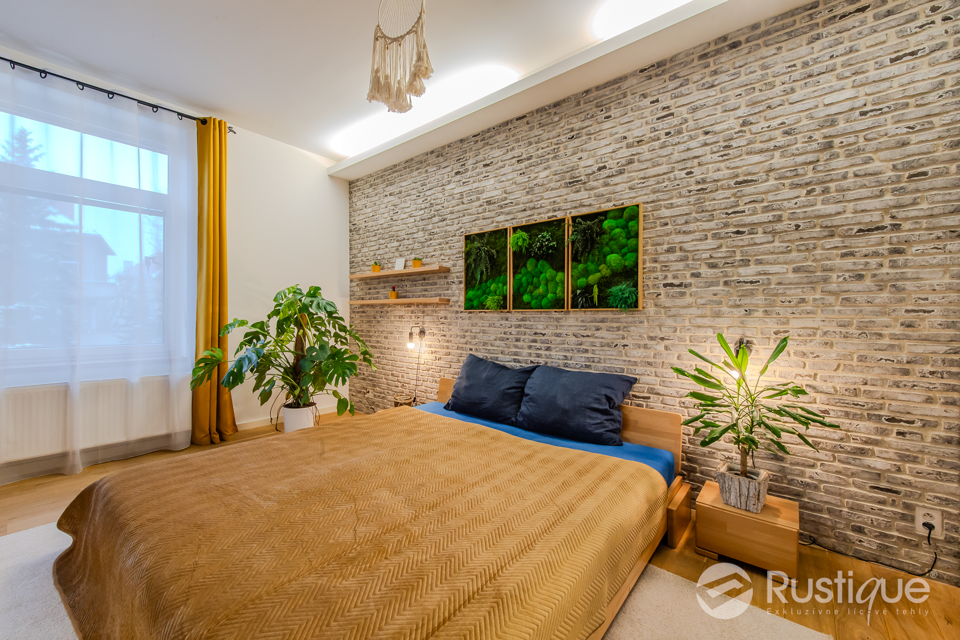 Tehlový obklad Rainbow Snowdust 2 v spálni od Rustique.sk