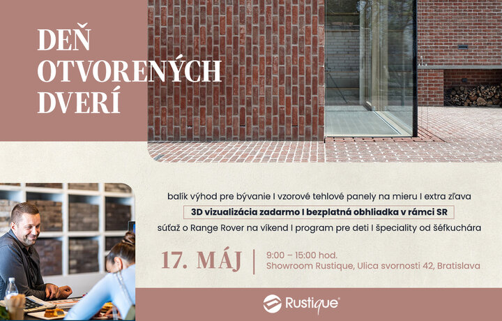 Informácie ku dňu otvorených dverí v Showroome tehlových obkladov Rustique v Bratislave
