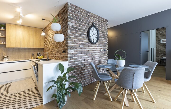 Tehlový obklad Hermitage Antiek v kuchyni