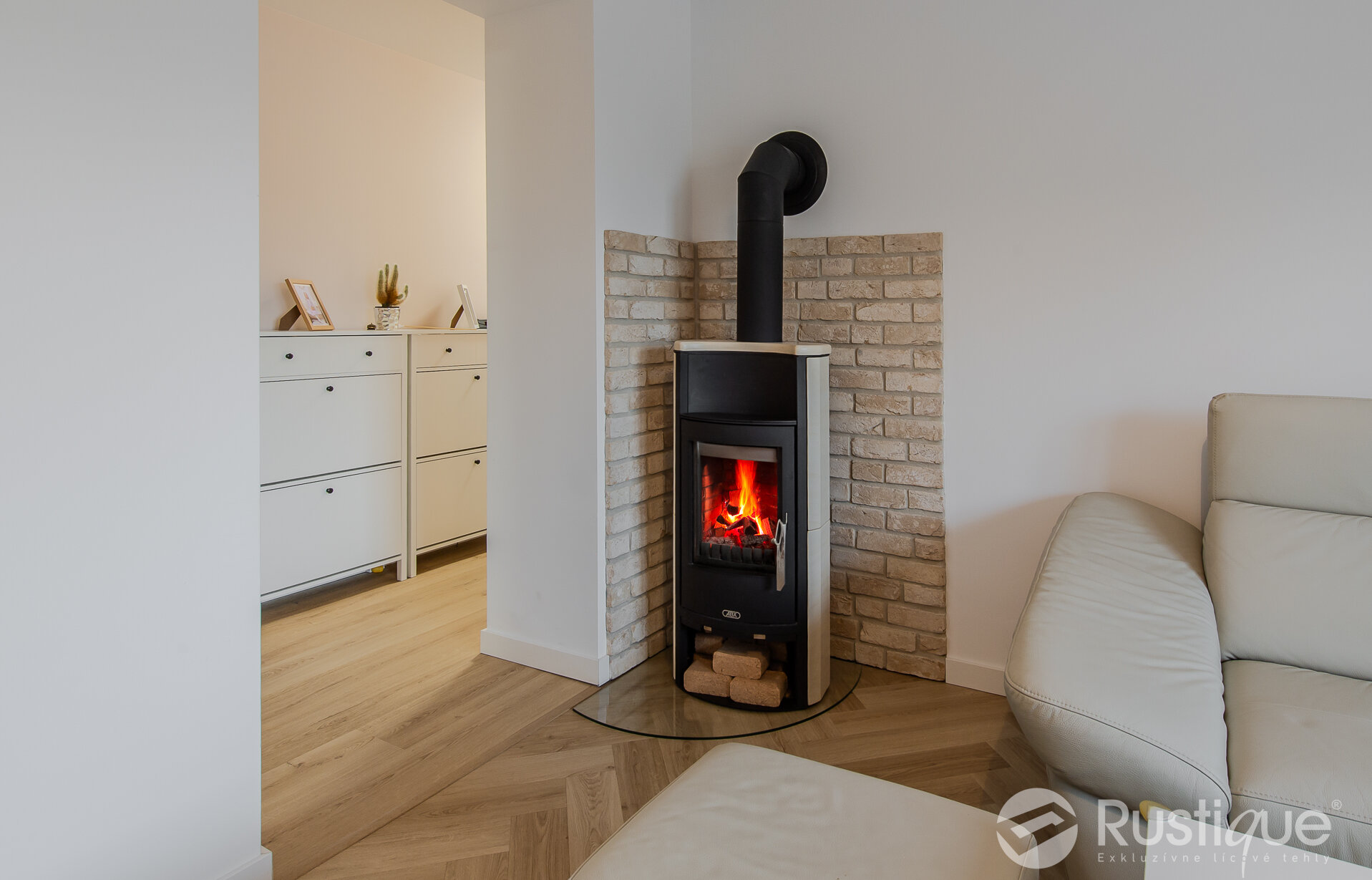 Tehlový obklad Antica beige a Washington v interiéri od Rustique.sk