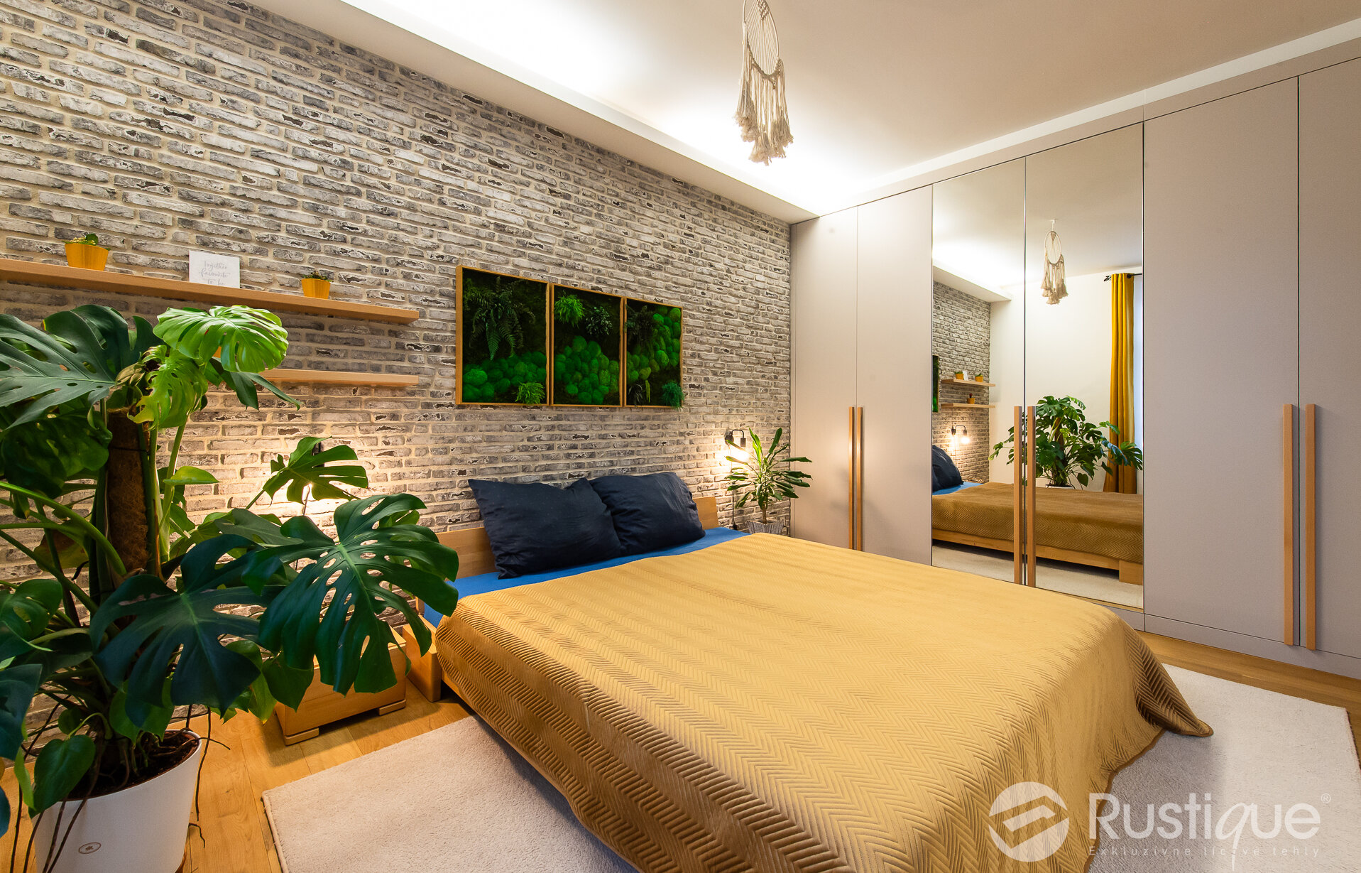 Tehlový obklad Rainbow Snowdust 2 v spálni od Rustique.sk