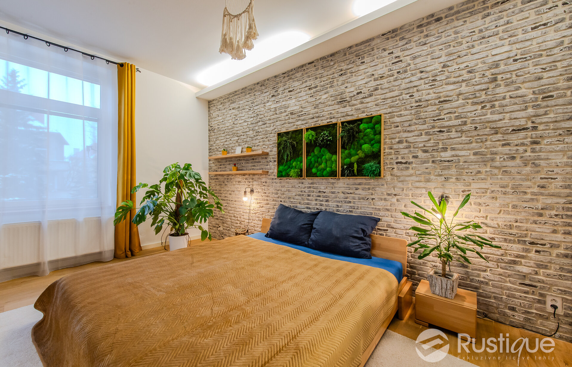 Tehlový obklad Rainbow Snowdust 2 v spálni od Rustique.sk