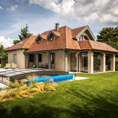 Tehlový obklad Antica Beige na fasáde rodinného domu