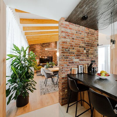 Tehlový obklad Castello v jedálni