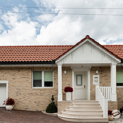Tehlový obklad Geel Bruin na fasáde rodinného domu