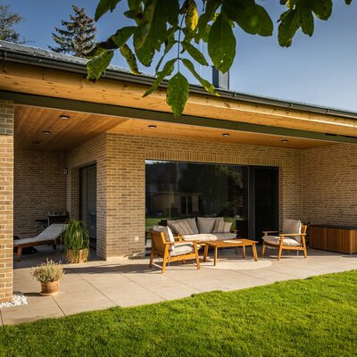 Tehlový obklad Grisea Smook na fasáde rodinného domu