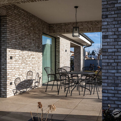 Tehlový obklad Hubertus Snowdust na fasáde rodinného domu