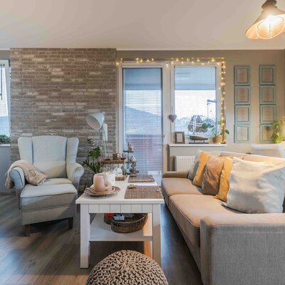 Tehlový obklad London Light v interiéri od Rustique.sk