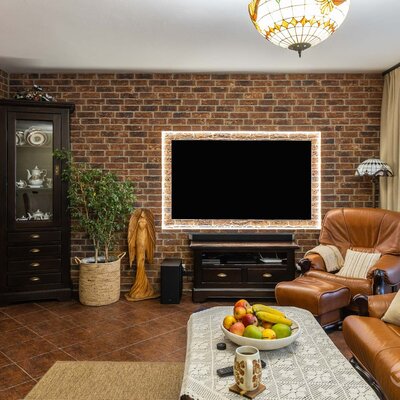 Tehlový obklad Oranje Donkerbont v interiéri v obývačke