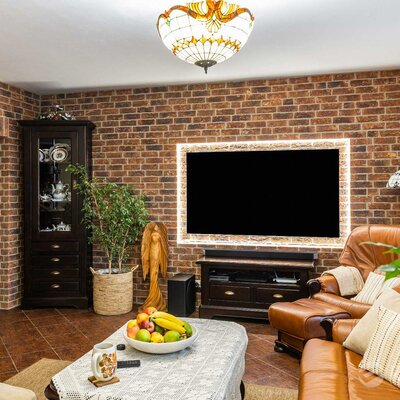 Tehlový obklad Oranje Donkerbont v interiéri v obývačke