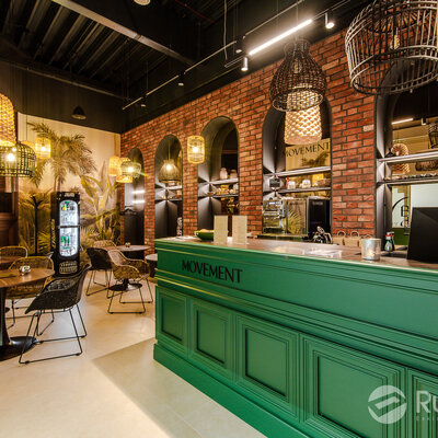 Tehlový obklad Oud Wijn v interiéri fitnesscentra