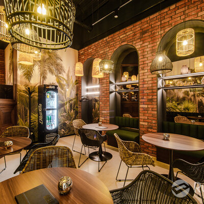 Tehlový obklad Oud Wijn v interiéri fitnesscentra