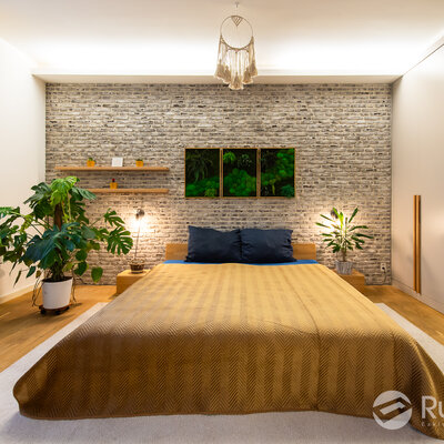 Tehlový obklad Rainbow Snowdust 2 v spálni od Rustique.sk