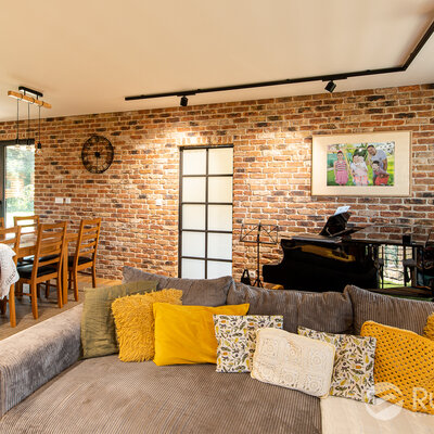 Tehlový obklad Red kasteel antiek v interiéri