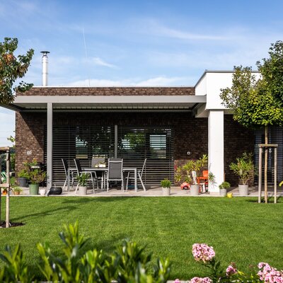 Tehlový obklad Umber na fasáde rodinného domu