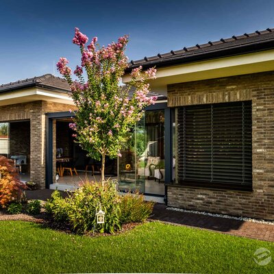 Tehlový obklad WS Sepia na fasáde rodinného domu