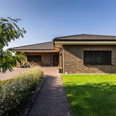 Tehlový obklad WS Sepia na fasáde rodinného domu