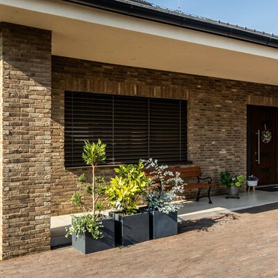 Tehlový obklad WS Sepia na fasáde rodinného domu